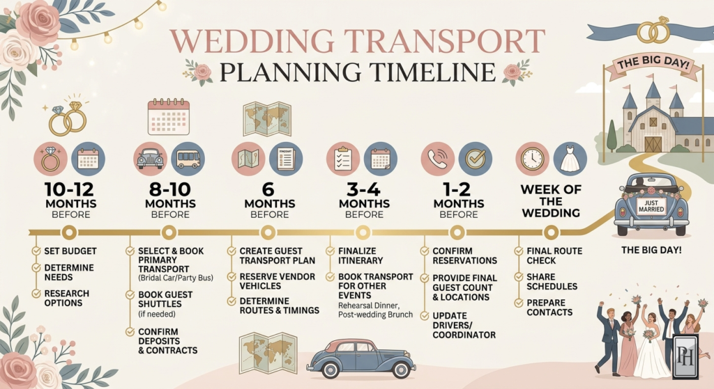 Wedding Transport Planning Timeline | Wedding Car Hire Guide