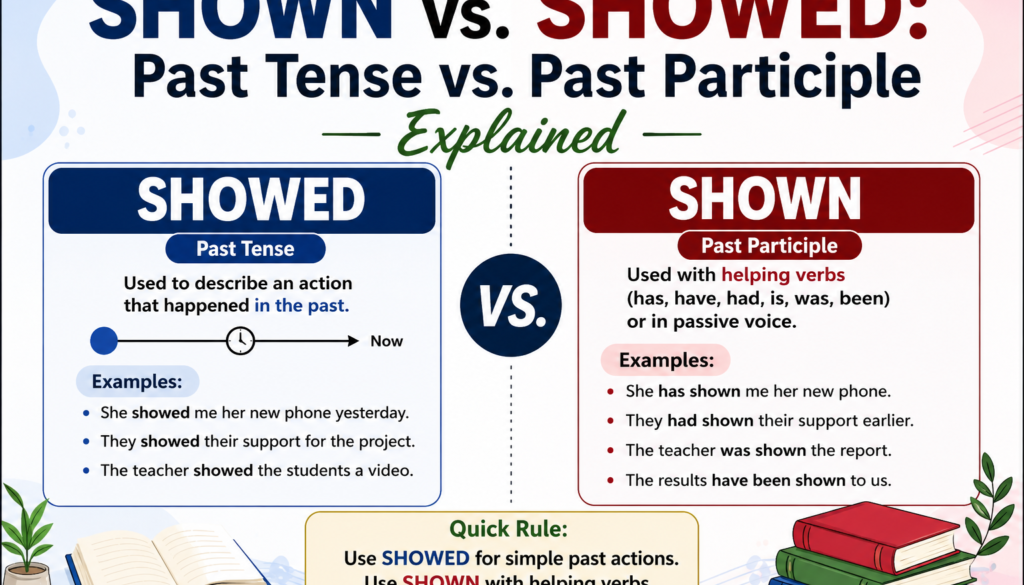Shown vs. Showed: Past Tense vs. Past Participle Explained