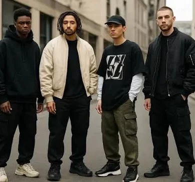 Experiment 5 clothing hoodie and tee set laid out for a UK streetwear styling guide